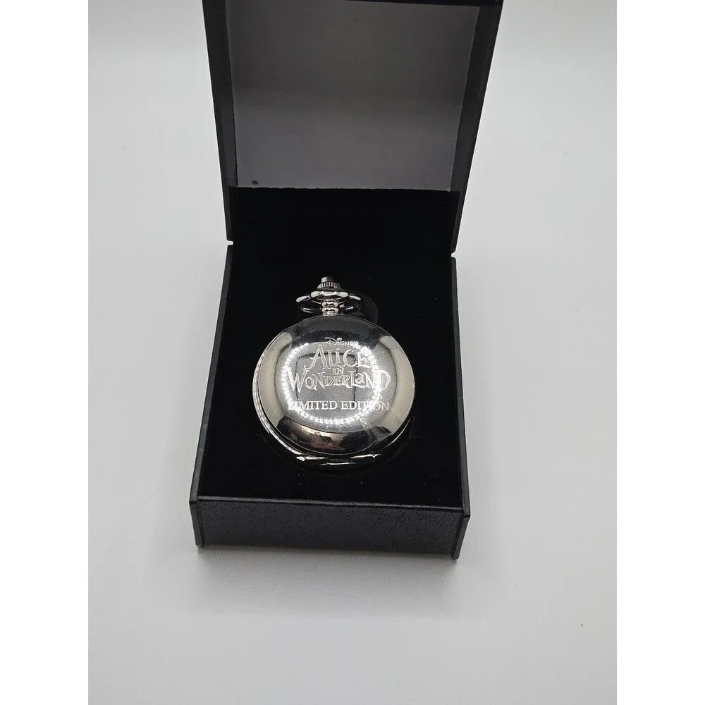 Vintage Disney Alice In Wonderland Tim Burton Pocketwatch Watch Limited Edition